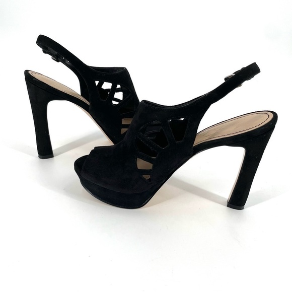 Marc Fisher Trinaa Black Suede Platform Sling Back Heel - Picture 3 of 10